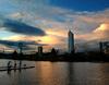 	Auditoreum Shores and Downtown Skyline at Sunset - Lady Bird Lake - Austin - Texas