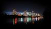 	Night Time Mist over Glowing Downtown Skyline - Lady Bird Lake - Austin - Texas.