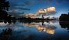 	Downtown Skyline Sunset from Lou Neff Point - Lady Bird Lake - Austin - Texas.