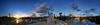 	Sunset Panorama of Lady Bird Lake and the Downtown Skyline from the Pfluger Pedestrian Bridge - Austin - Texas