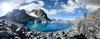 	Hiker above Lake Catherine at North Glacier Pass - Sierra