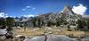 	Hiker Approaching Lower Rae Lake under Fin Dome - John Muir Trail