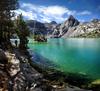 	Hiker at Upper Rae Lake - John Muir Trail